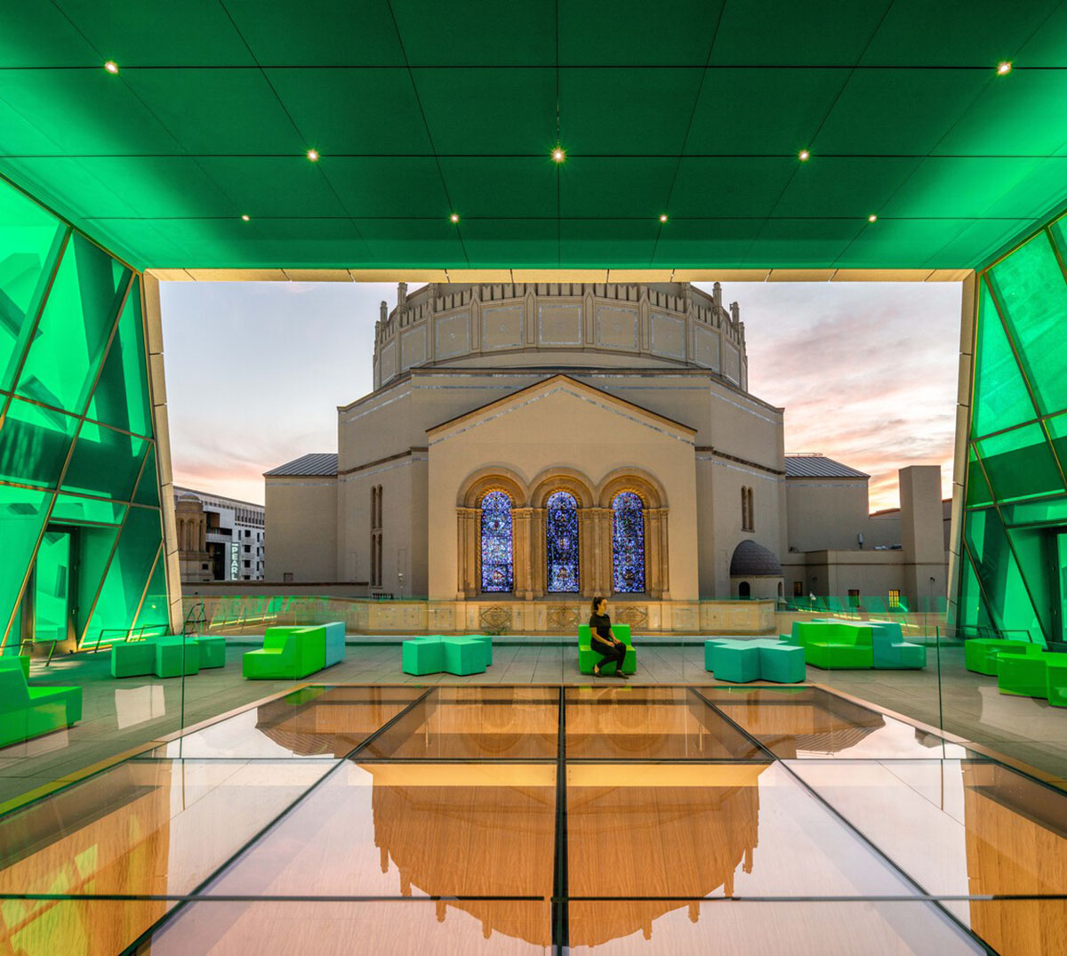 OMA completes Audrey Irmas Pavilion with trapezoidal form that respects its surrounding in California