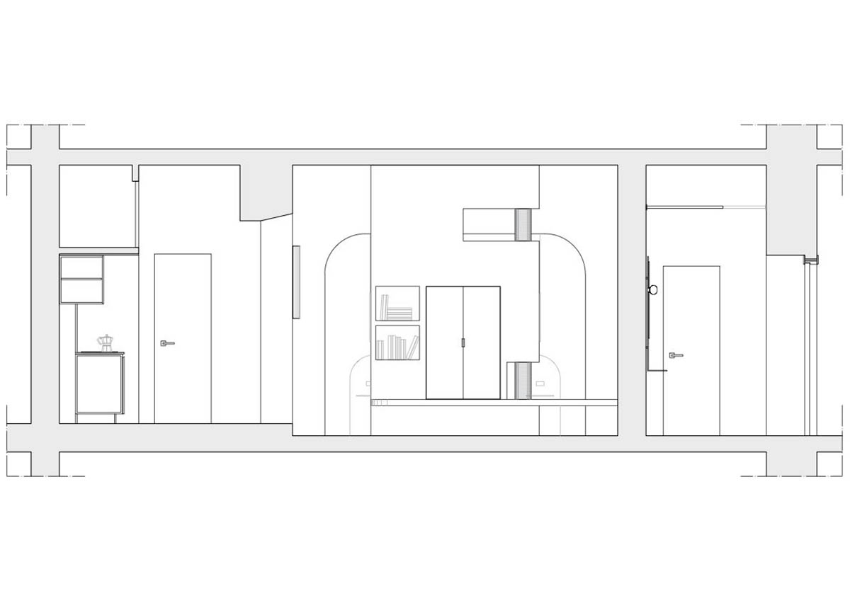 Totem House by STUDIOTAMAT is a rental home presenting cold shades and industrial looking in Rome 