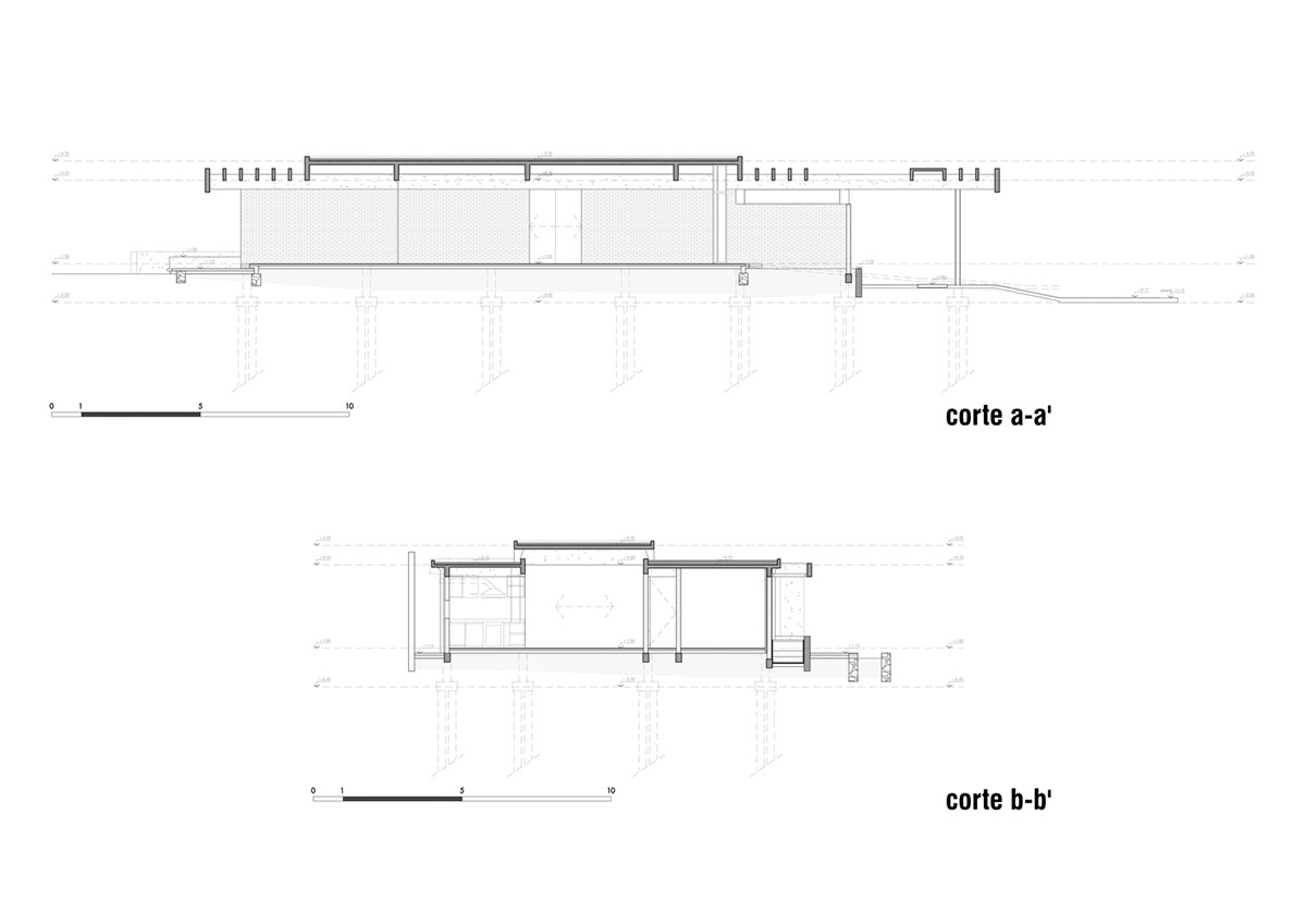 Concrete roof slabs and surfaces freely fly over this brick house in Paraguay by Culata Jovái Group