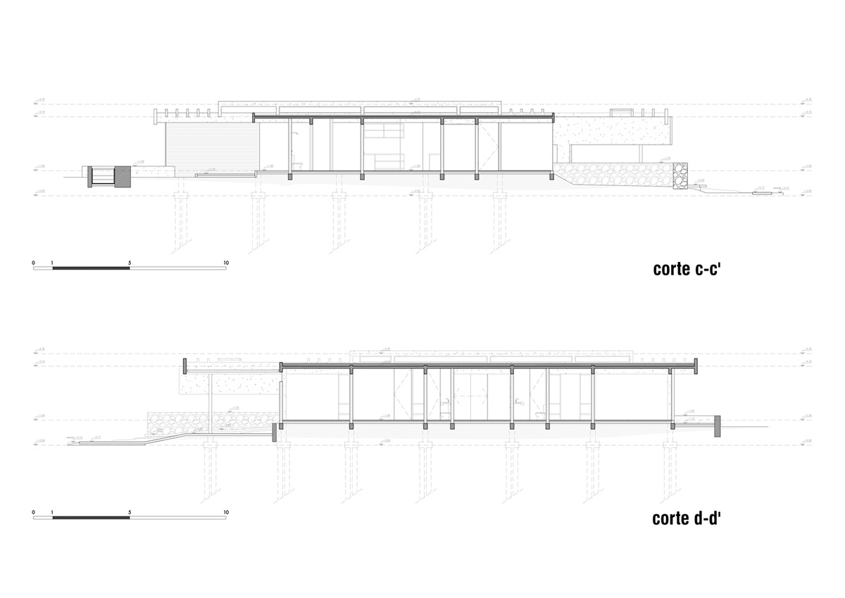 Concrete roof slabs and surfaces freely fly over this brick house in Paraguay by Culata Jovái Group