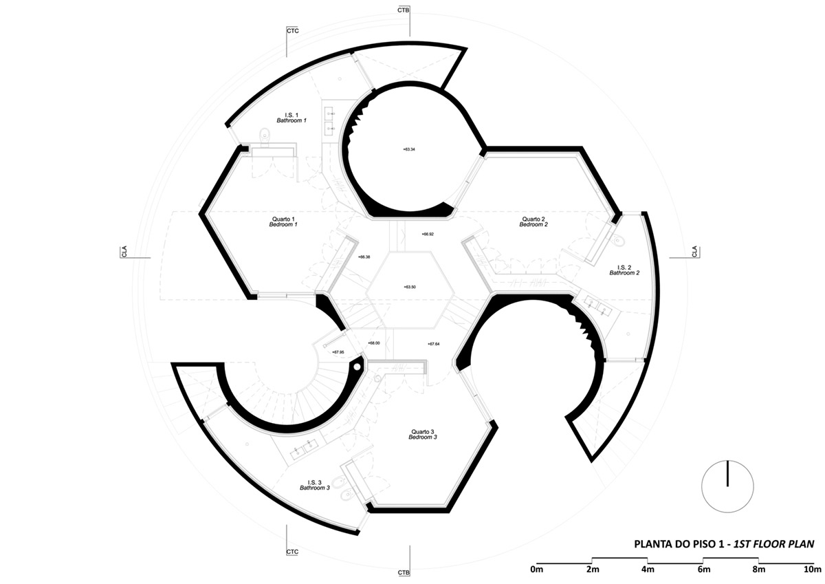 Double(o) Studio built Trefoil House with circular and hexagonal layout merged in one massing