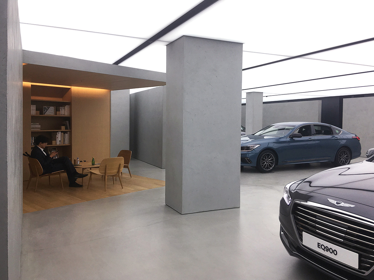 OMA / AMO's new Hundai's Genesis showroom presents cars like 