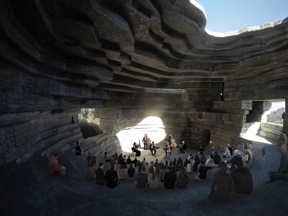 OPEN Architecture designs cave like Chapel of Sound in a valley of North Beijing