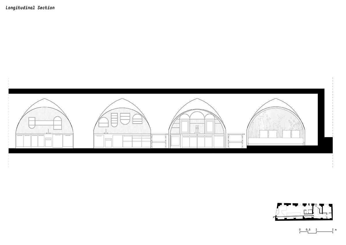 noa* transforms 19th-century workshop house into bohemian-style bistro with deep alcoves in Italy