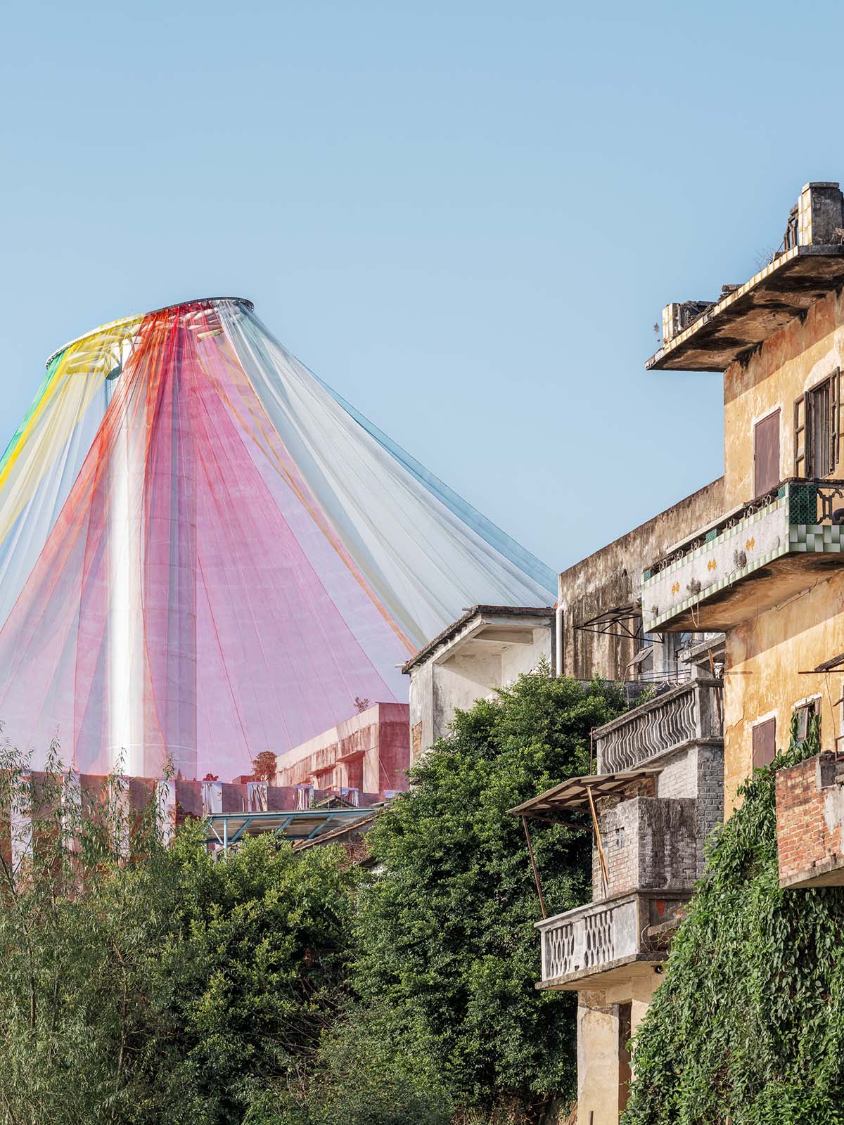 Ma Yansong crowns abandoned market with rainbow-hued fabric in Guangdong