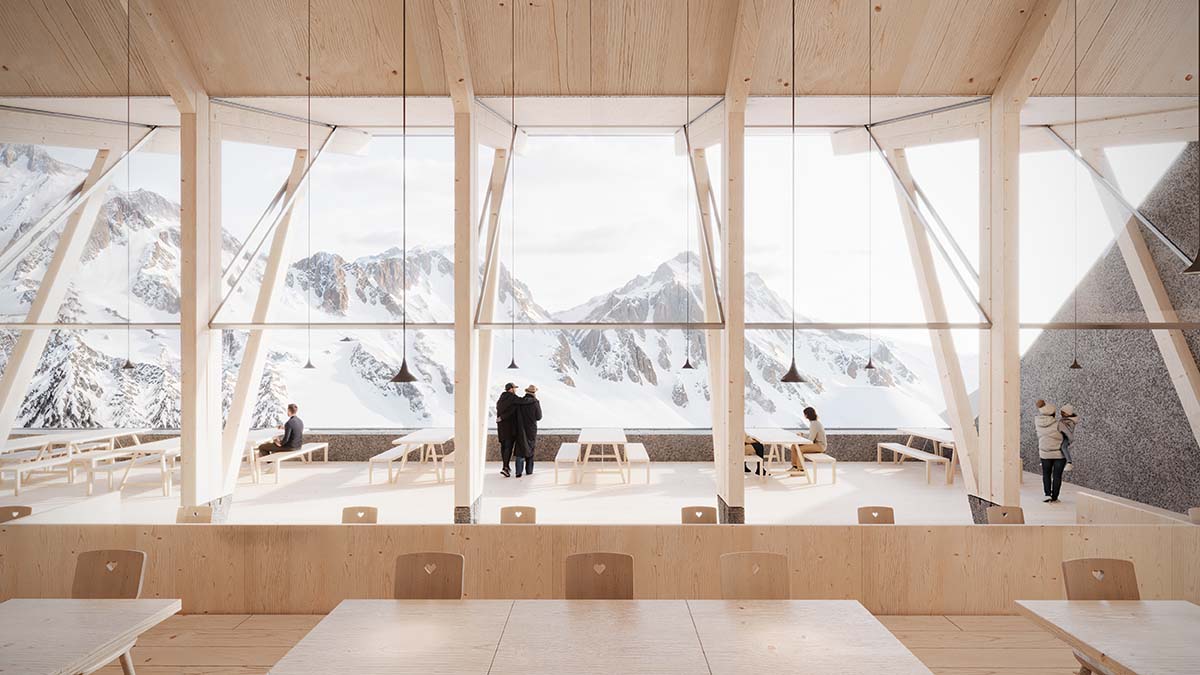 Peter Pichler Architecture crafts mountain mobility with wooden stations and a hut in the Alps