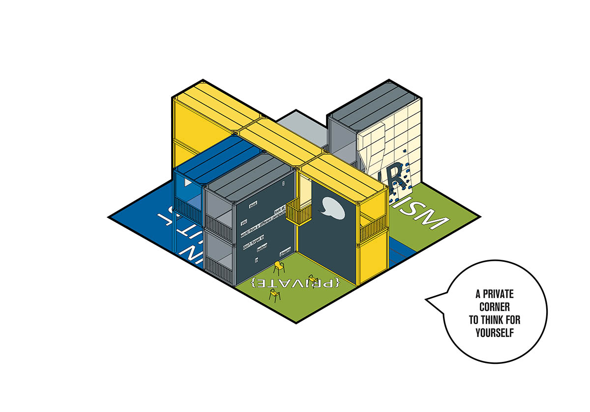 Crossboundaries installed a pop up school made from shipping containers in Shenzhen