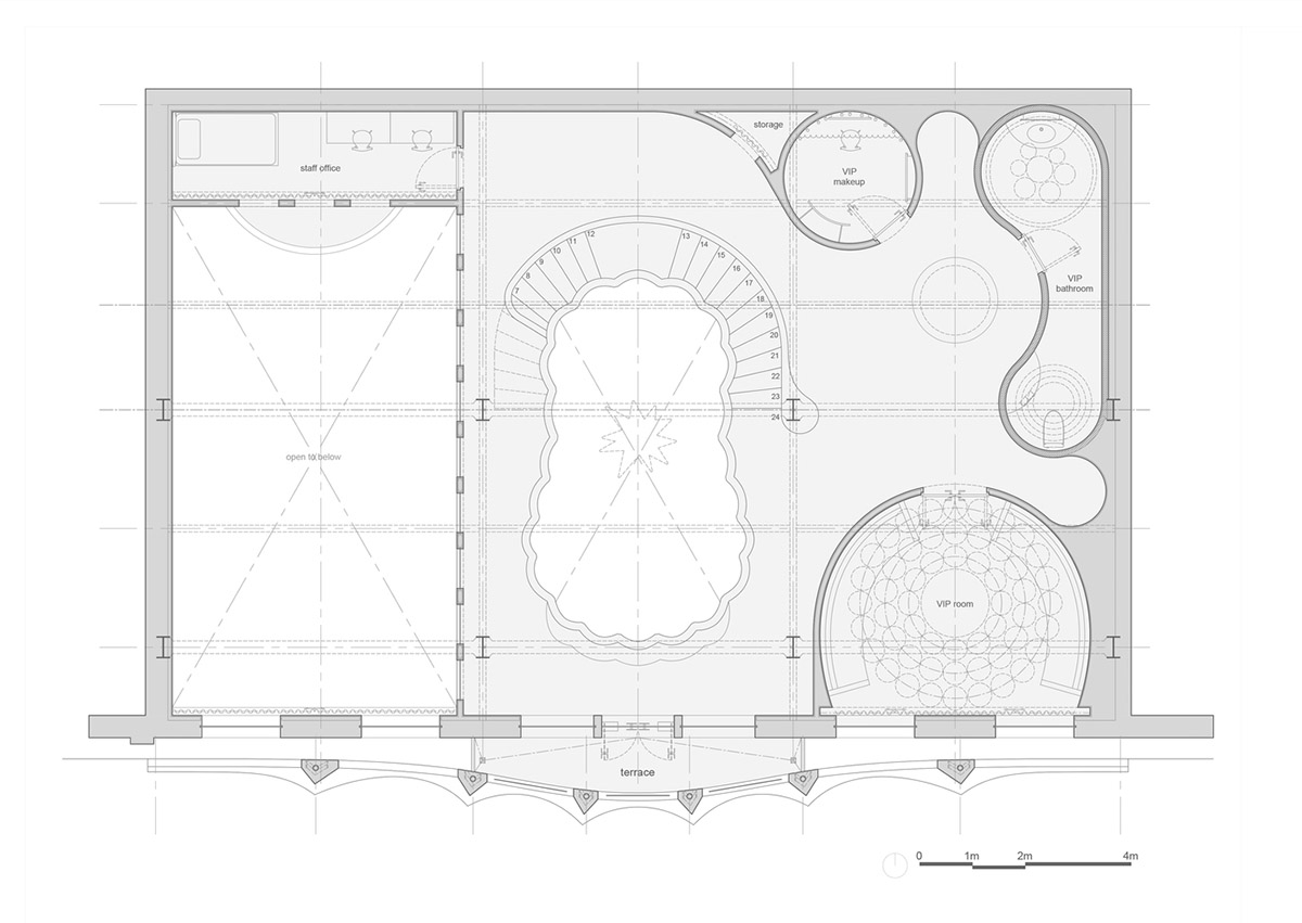 123 architects converts industrial building into photography studio featuring arched addition