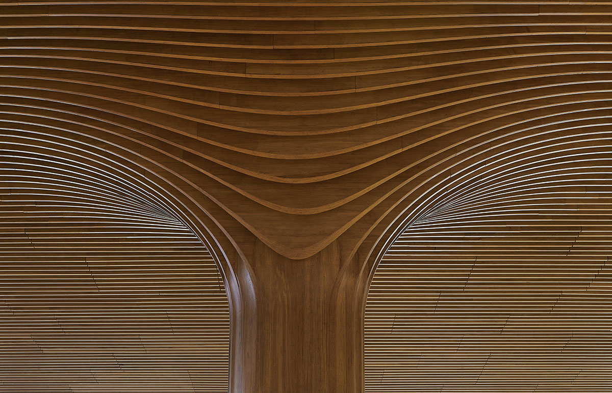 Zaha Hadid Architects' shopping complex made of engineered bamboo creates louvered surfaces