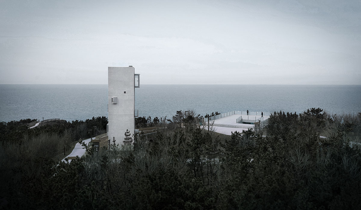 TAO built concrete cafe on a cliff as an extension of the land in China