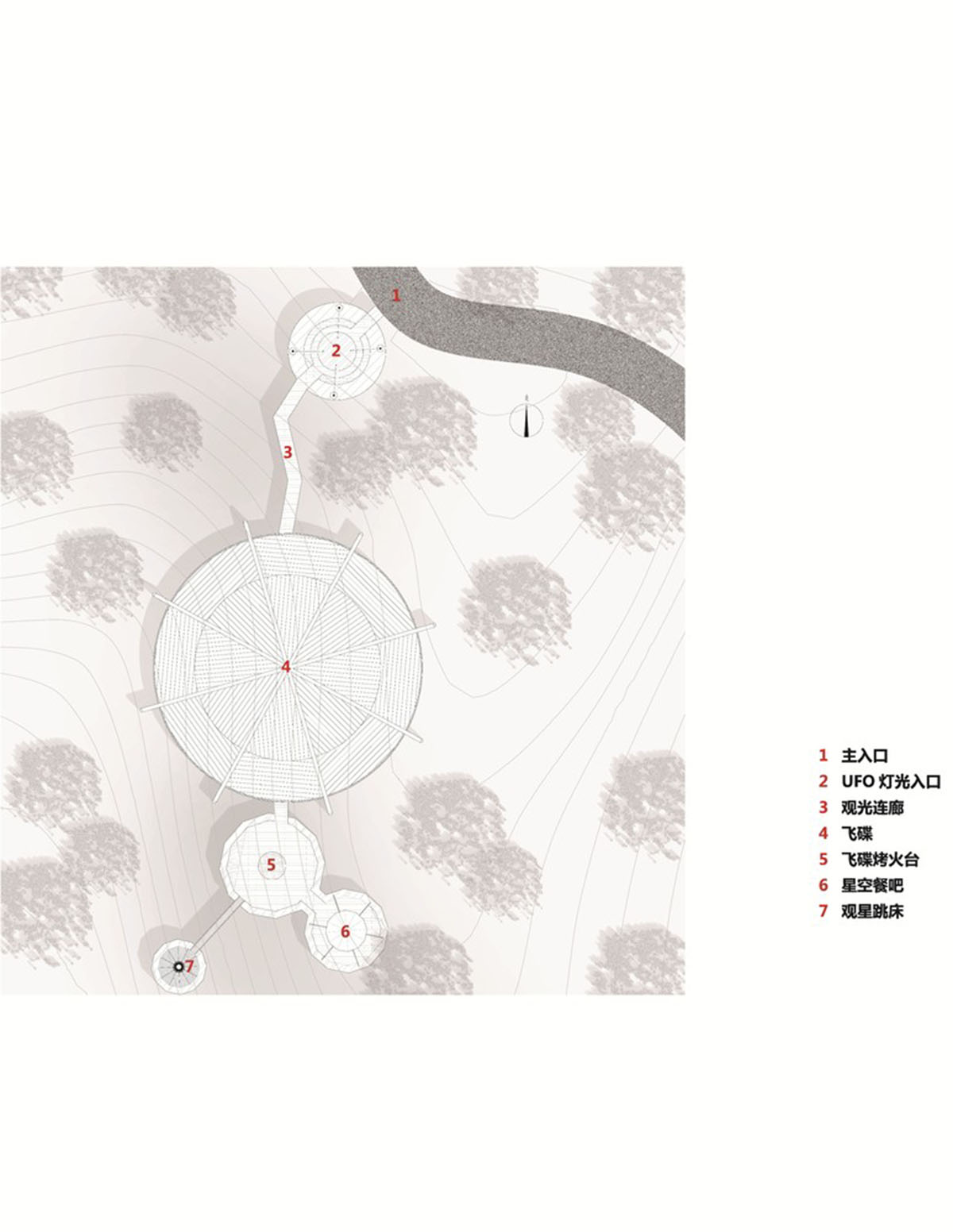 Atelier Design Continuum's ufo-themed holiday villa landed on the lush forest in Huangshan City