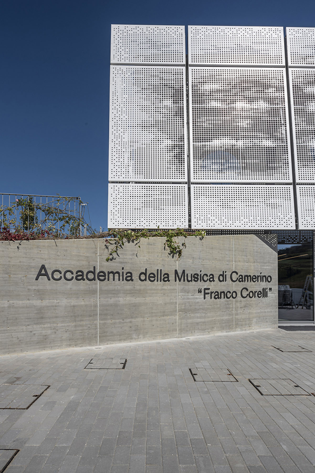 Alvisi Kirimoto and Andrea Bocelli Foundation reveal perforated Camerino Academy of Music in Italy