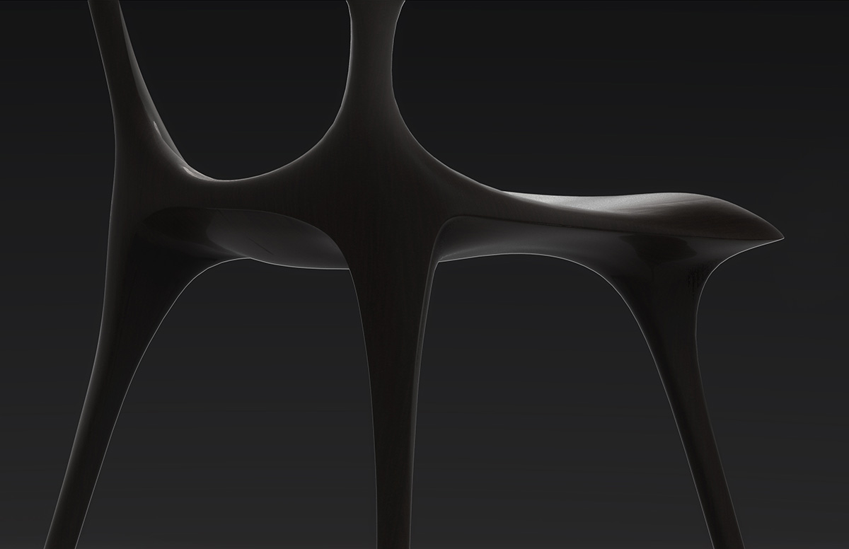 MAD reinterprets traditional wooden chairs with fluid geometry for