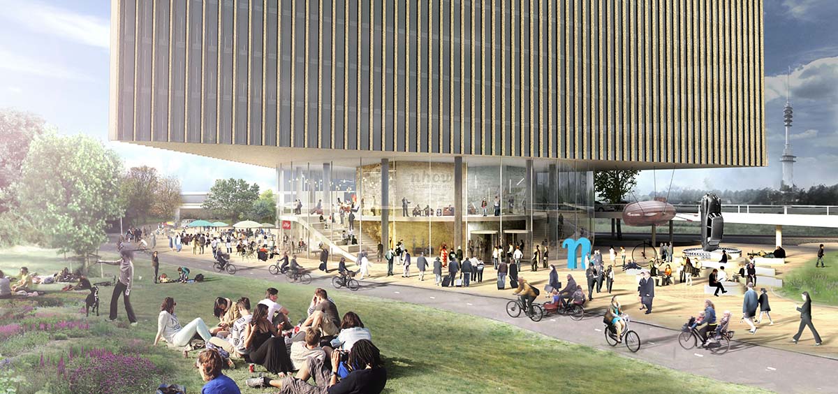 OMA's Nhow Amsterdam RAI hotel takes shape with mega triangular volumes