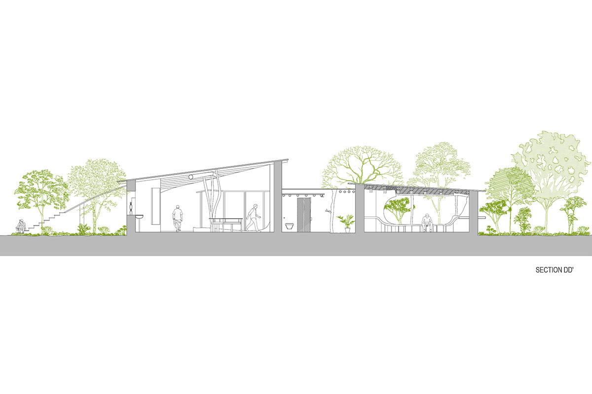 Blurring Boundaries built biophilic farmhouse made of organic and curved walls near Mumbai