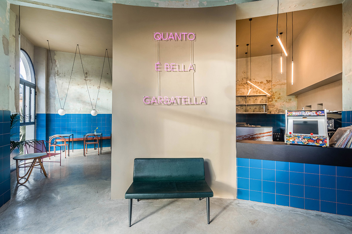 STUDIOTAMAT converts abandoned bakery into a colorful restaurant in Rome