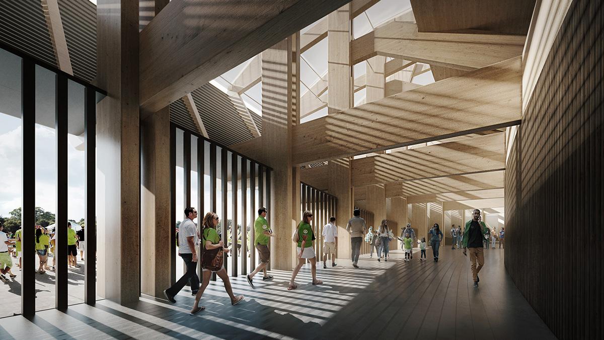 Zaha Hadid Architects' all-timber football stadium in Stroud gets approval from the City Council