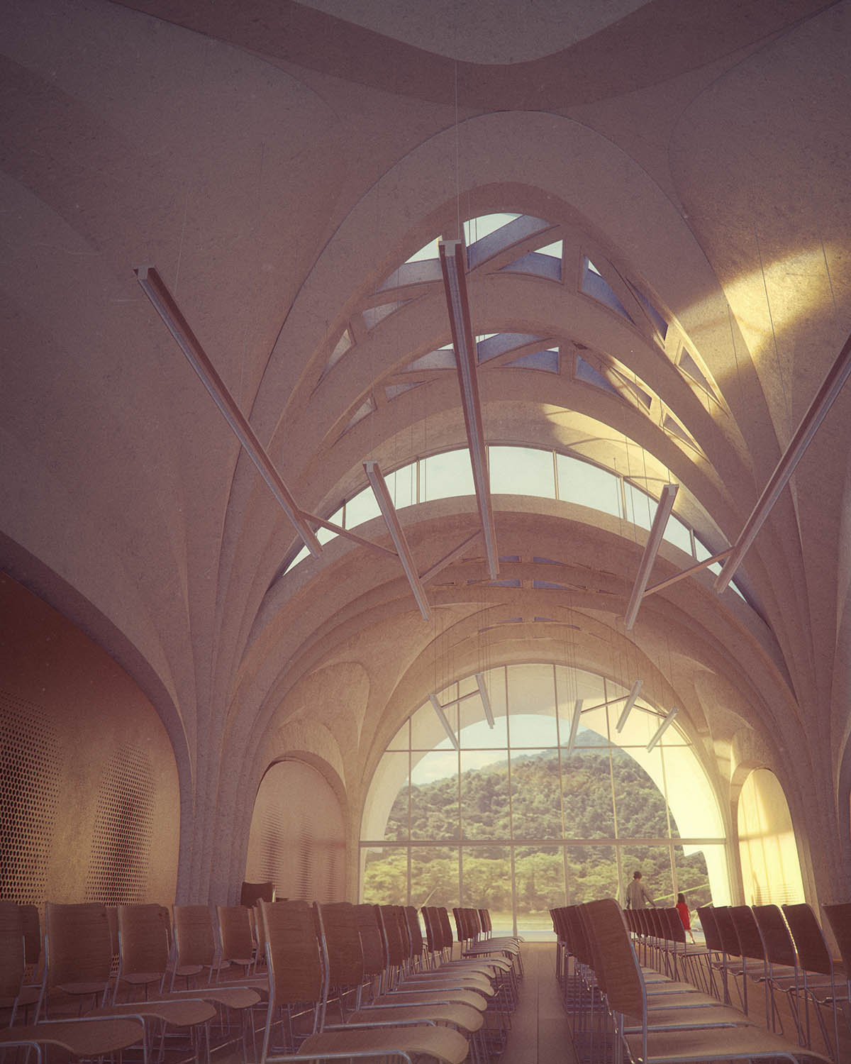 An industrial robot will build Zaha Hadid Architects' barrel-vaulted primary school in Jiangxi