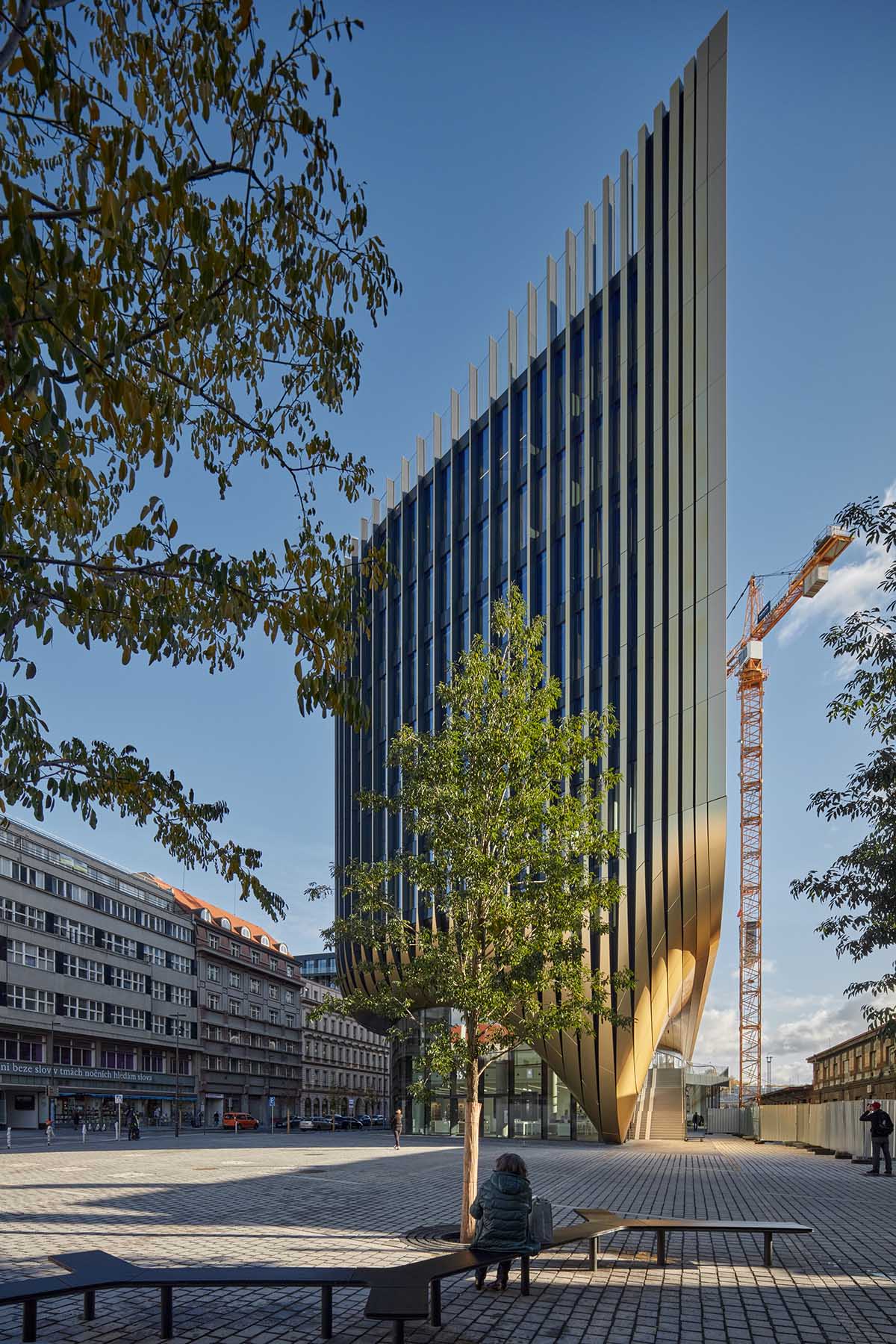 Zaha Hadid Architects completes Masaryčka building with golden vertical fins in Prague