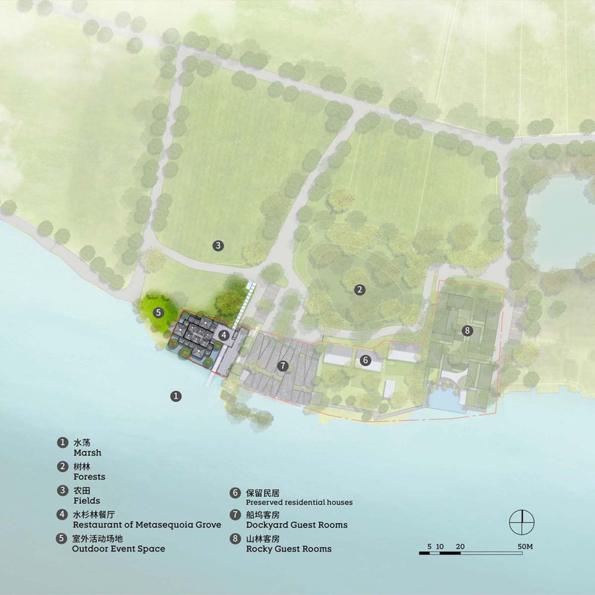 goa translates forms of the metasequoia trees into pyramidal canopies for restaurant in Suzhou