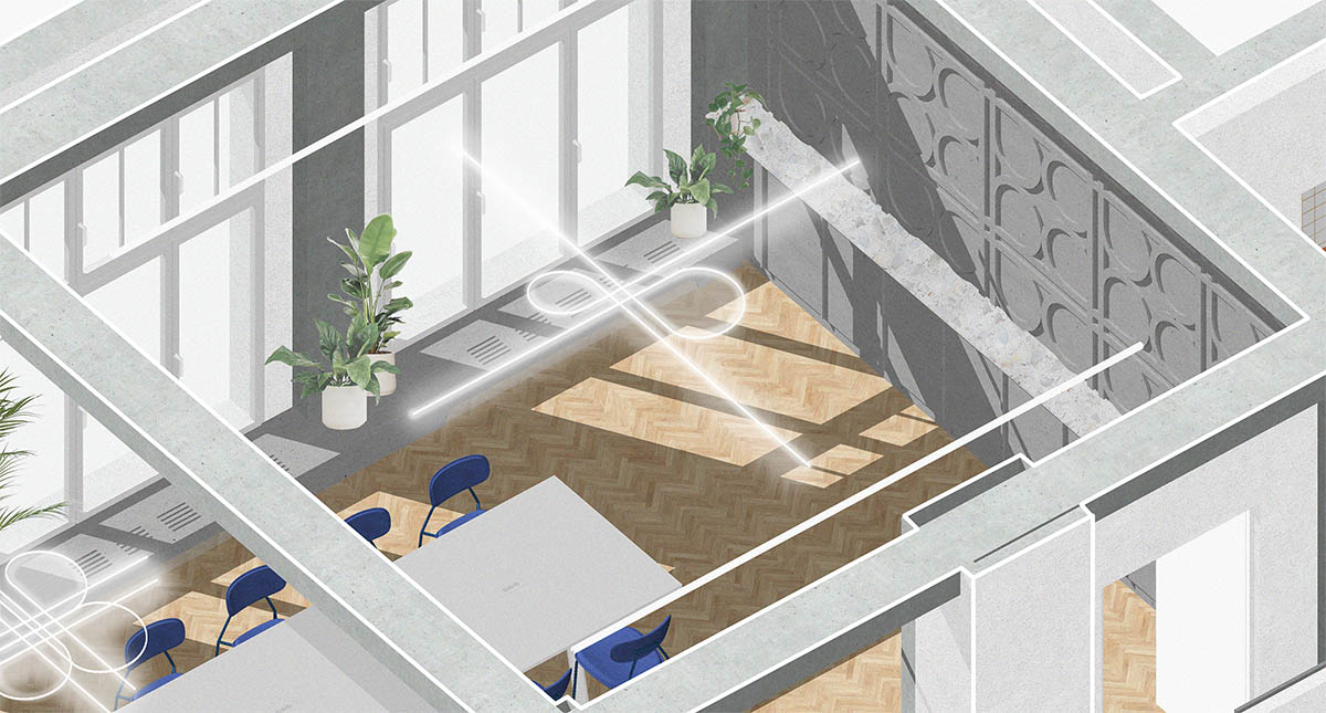 Studio Cosmo revitalizes Pudis offices featuring a stainless steel backdrop in Prague