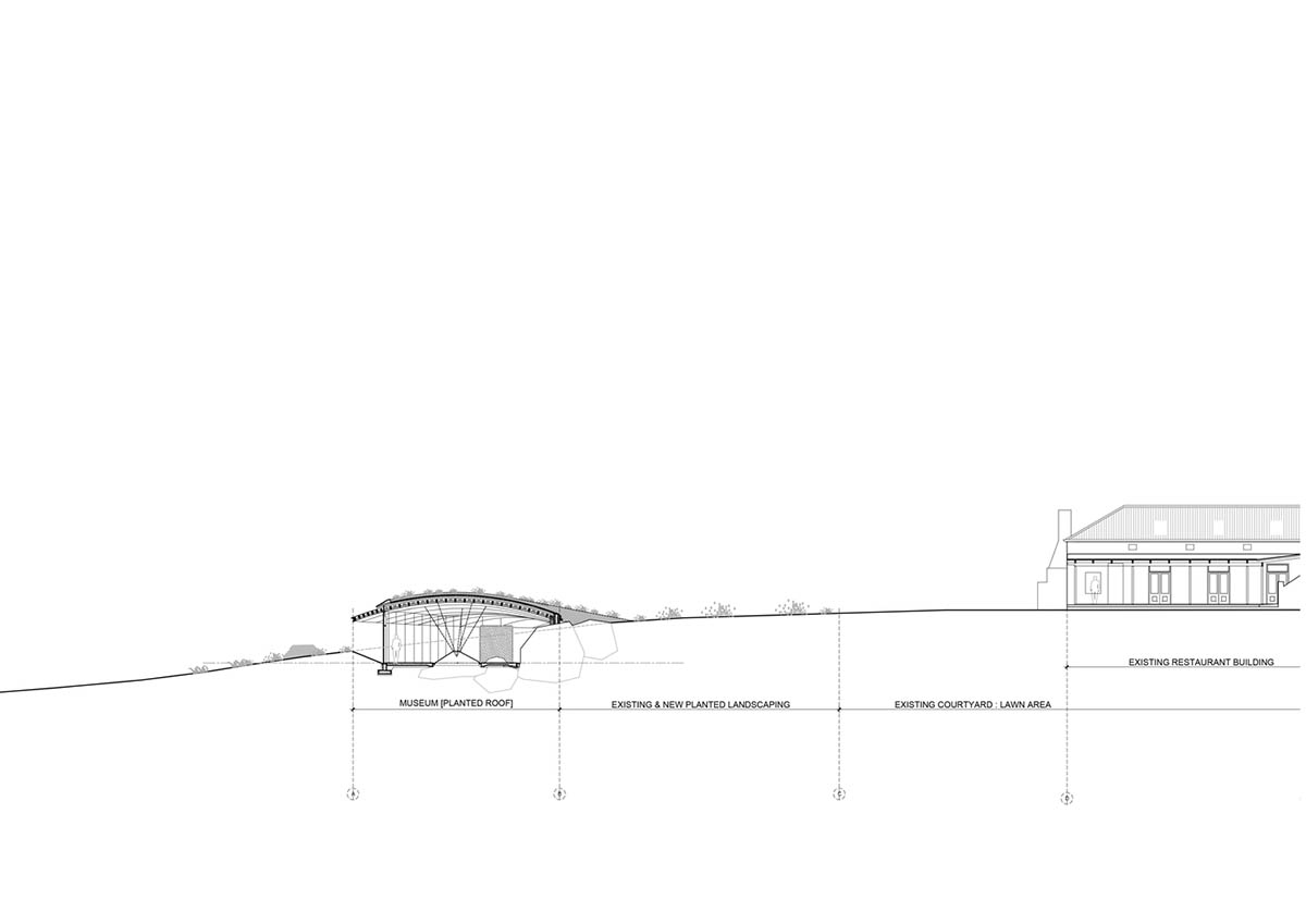 KLG Architects completes heritage center with undulating roof that acts as a small shelter