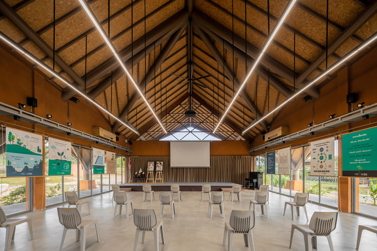 Learning Center by Vin Varavarn Architects features folded bamboo roof in Thailand