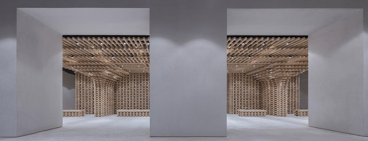 BANDe Architects combines greyscale interior with gridded wooden structures for GreenMonster Lab