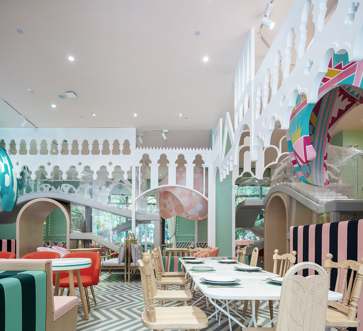 X+Living completes family-friendly restaurant with colourful patterns in Shanghai