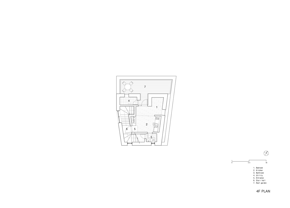 2m2 architects designed clay brick Sista House with inclined roof on narrow lot in Seoul
