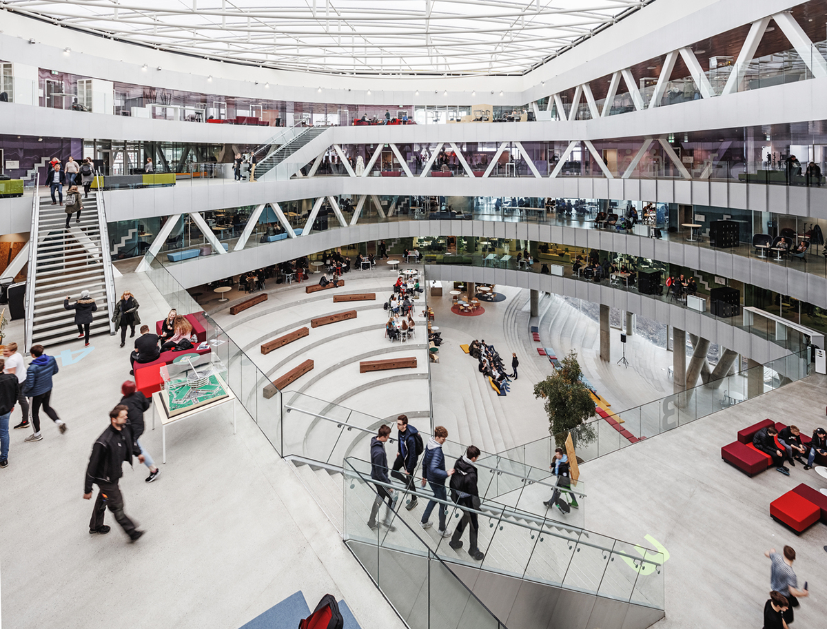BIG's vortex-shaped education center combines three schools under one roof on the Faroe Islands
