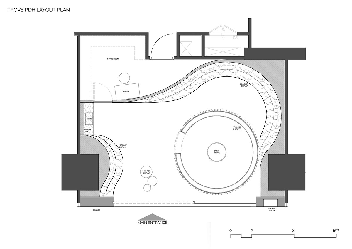 Spacemen adds circular stainless-steel rainbow cabin to a beauty store in Kuala Lumpur
