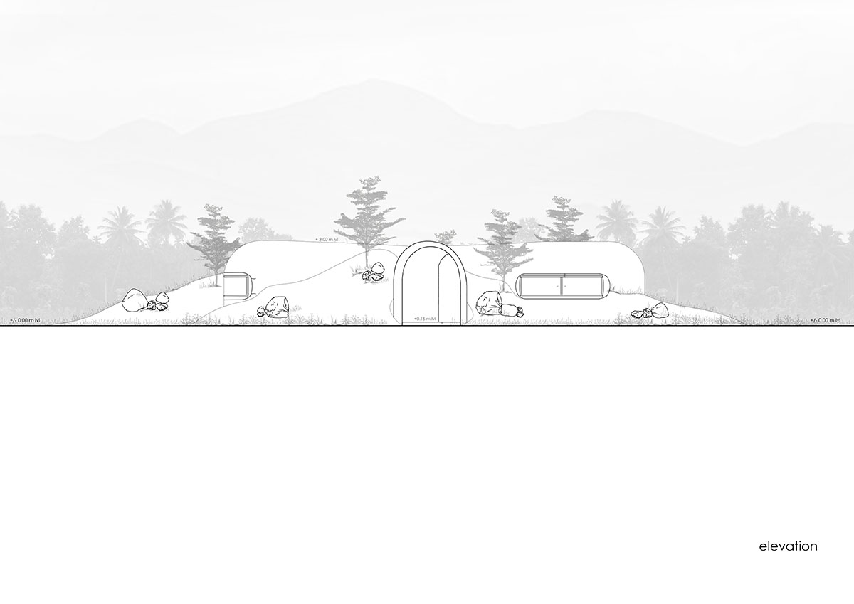 Cave-like farmhouse by Earthscape Studio provokes 