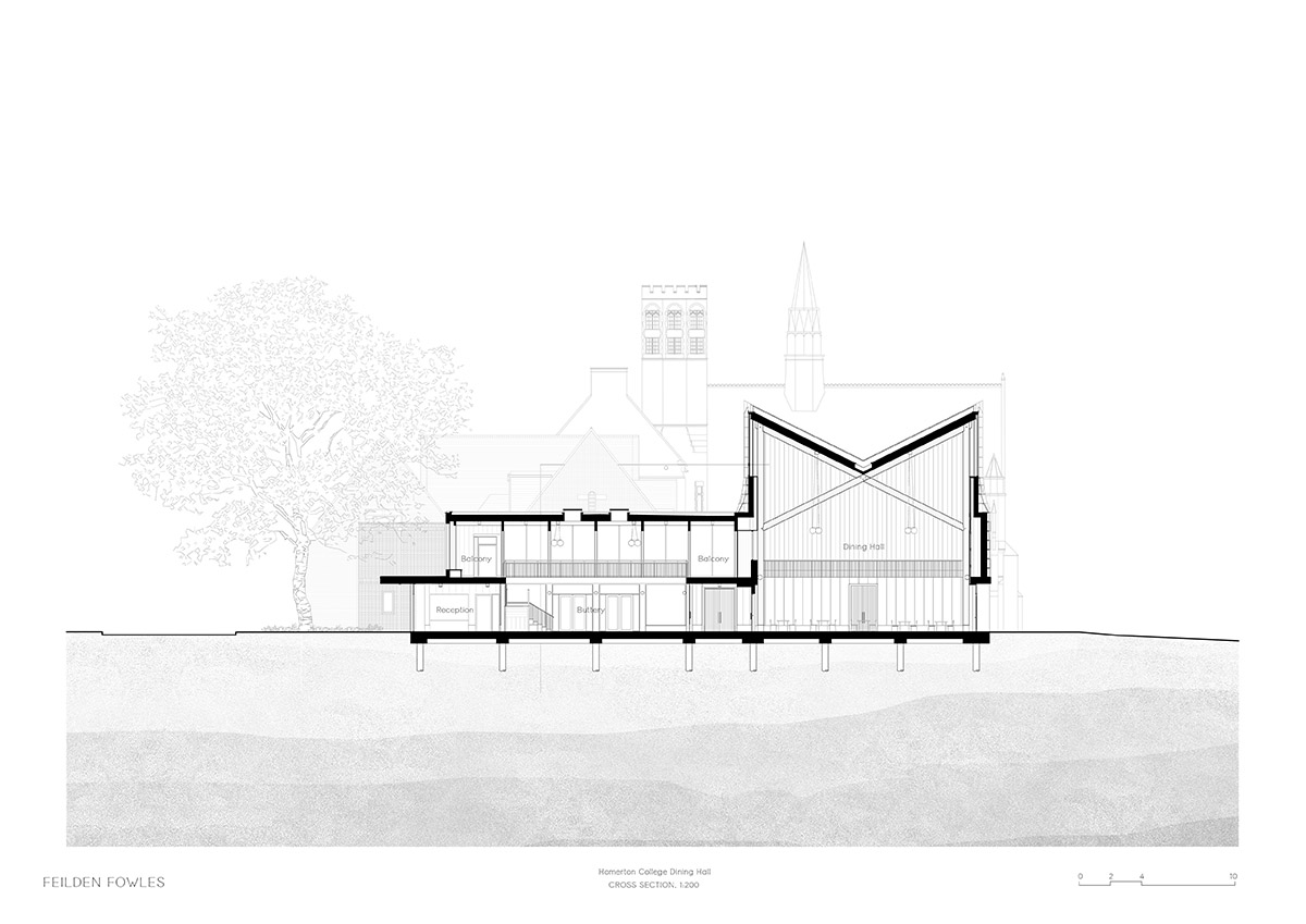 Feilden Fowles completes dining hall wrapped in green faience tiles at University of Cambridge