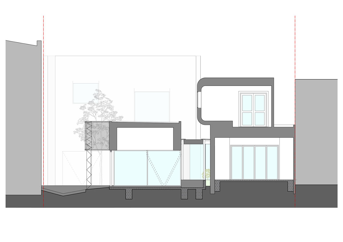 Austin Maynard Architects extends existing terraced home with corrugated steel pavilion