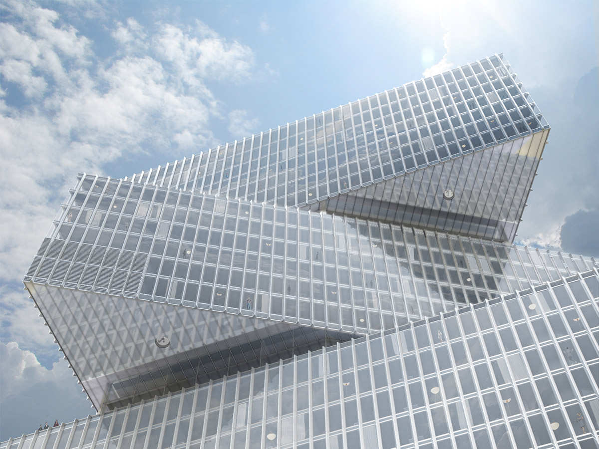 OMA's Nhow Amsterdam RAI hotel takes shape with mega triangular volumes