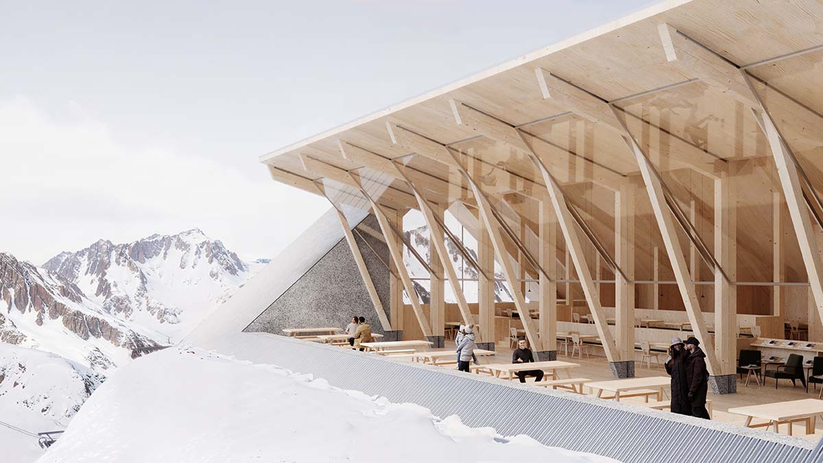 Peter Pichler Architecture crafts mountain mobility with wooden stations and a hut in the Alps