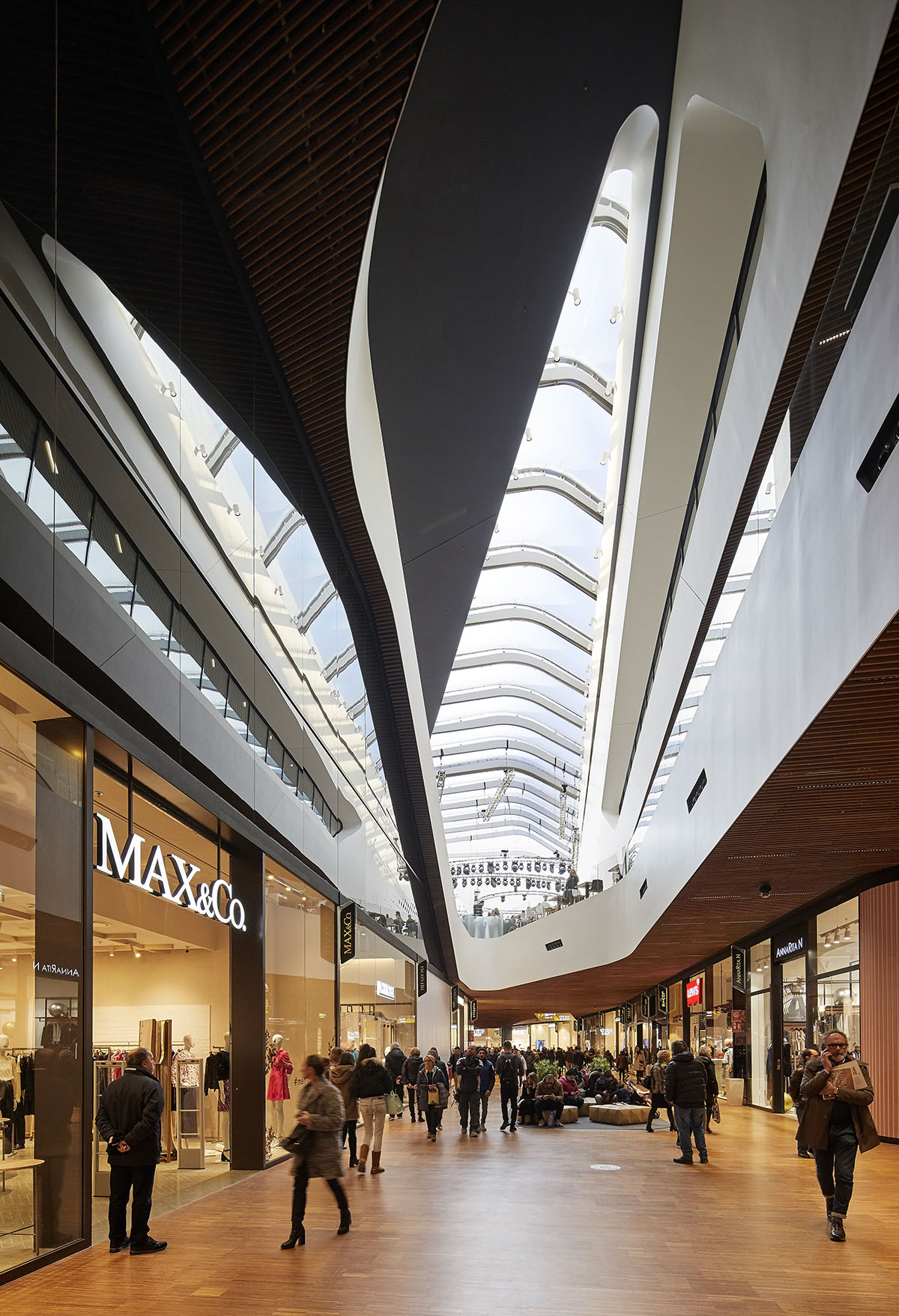 Zaha Hadid Architects' shopping complex made of engineered bamboo creates louvered surfaces
