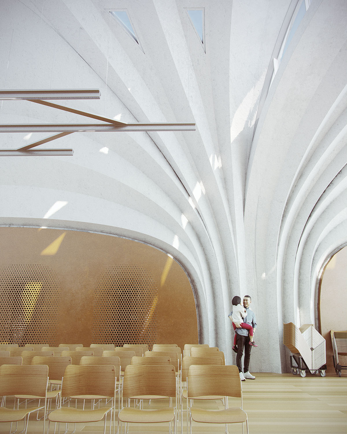 An industrial robot will build Zaha Hadid Architects' barrel-vaulted primary school in Jiangxi
