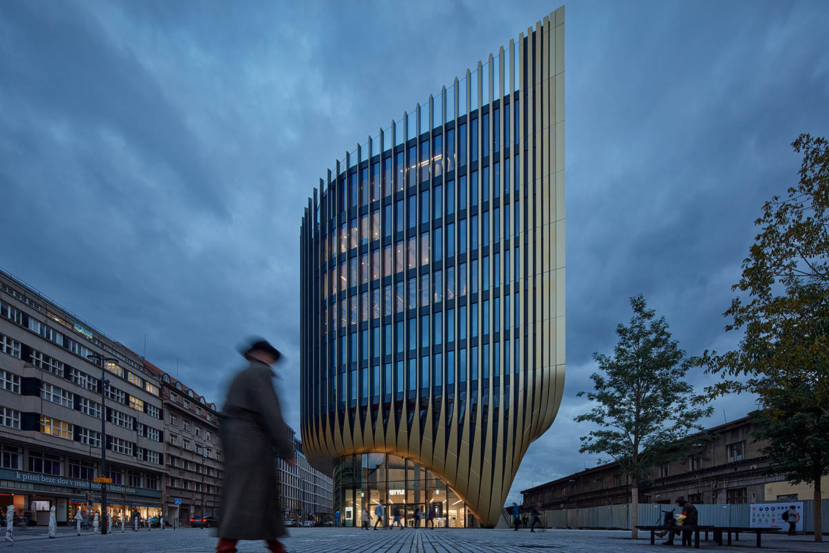 Zaha Hadid Architects completes Masaryčka building with golden vertical fins in Prague