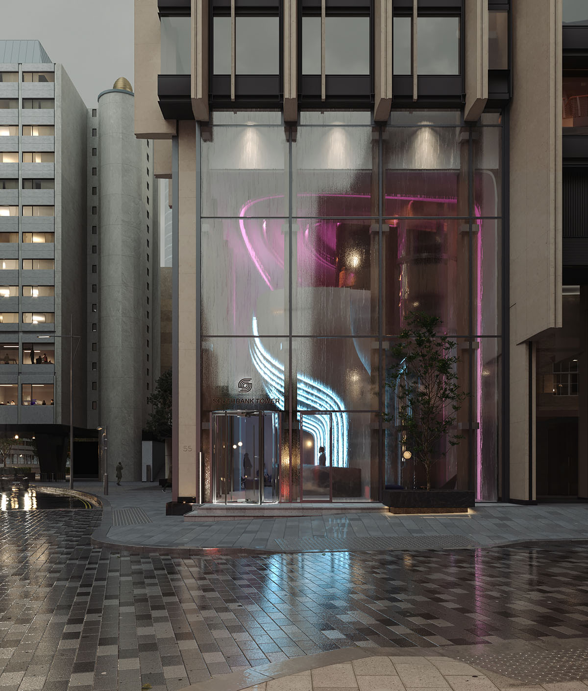 Zaha Hadid Architects redesigns Southbank Tower's lobby with a curvaceous new mezzanine floor