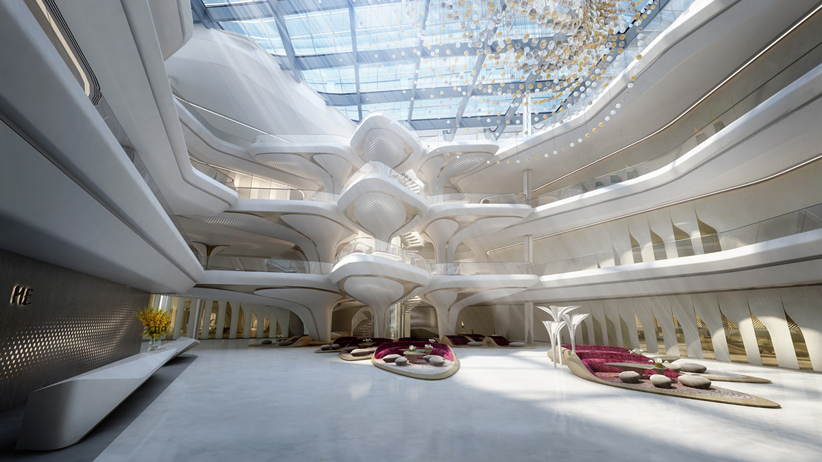 Zaha Hadid Architects' glass-carved Opus Hotel nears completion in Dubai