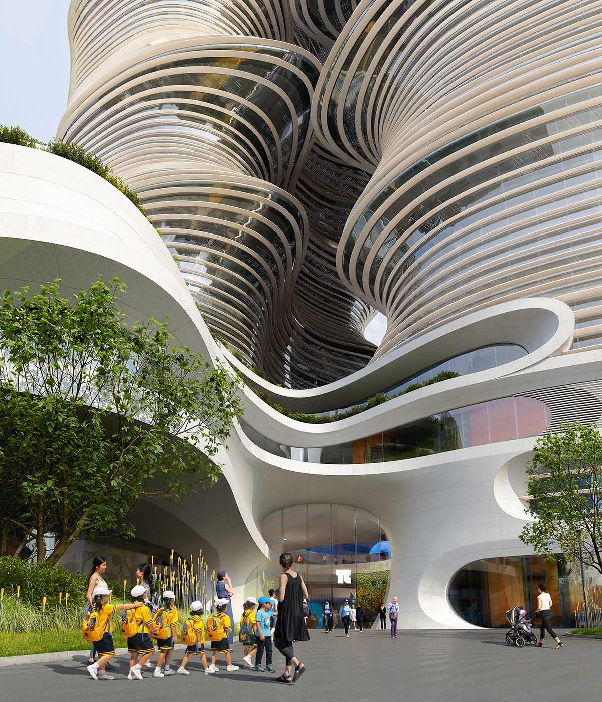 Zaha Hadid Architect's striated Yidan Center reaches its maximum height in Shenzhen 