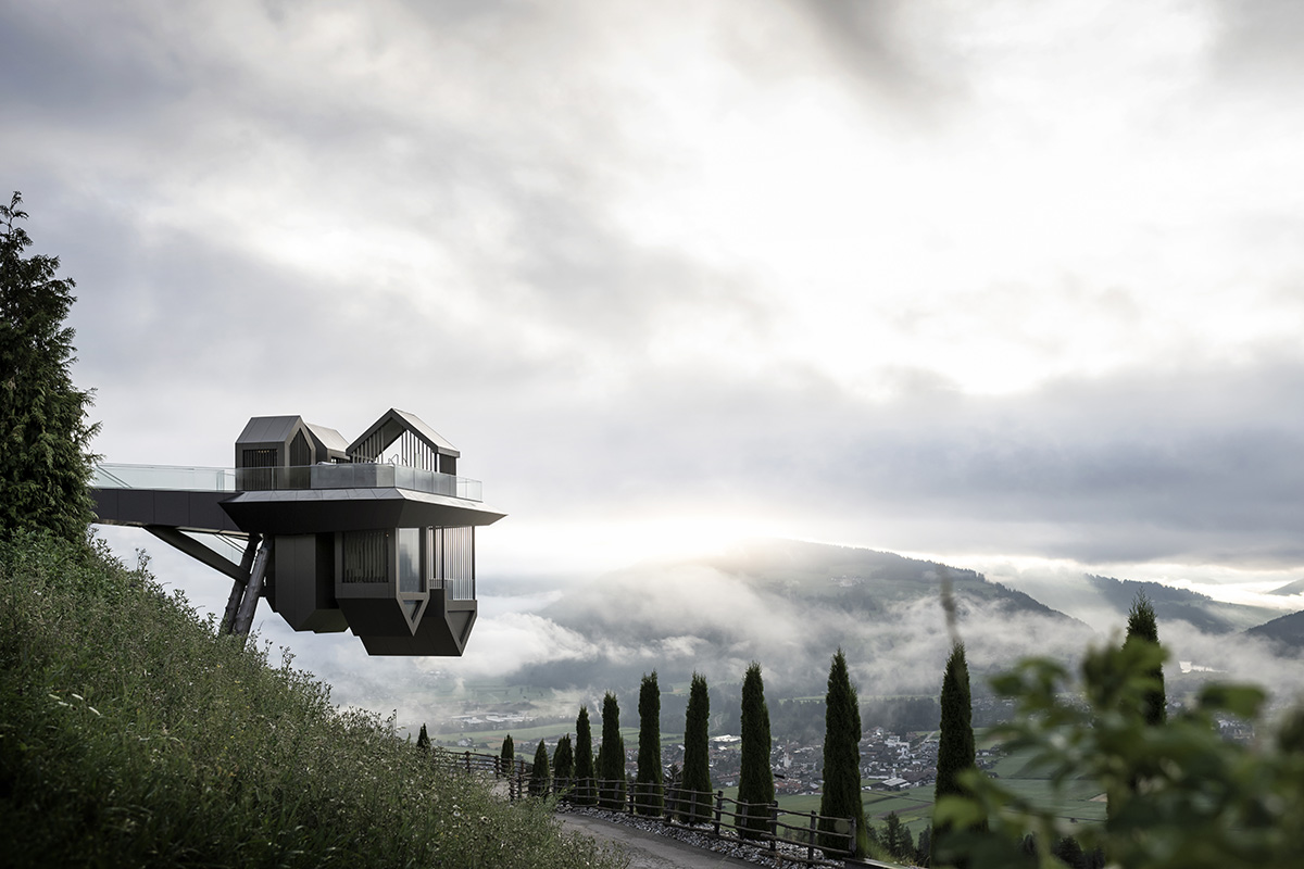 noa* creates an inverted gravity-defying wellness center in South Tyrol