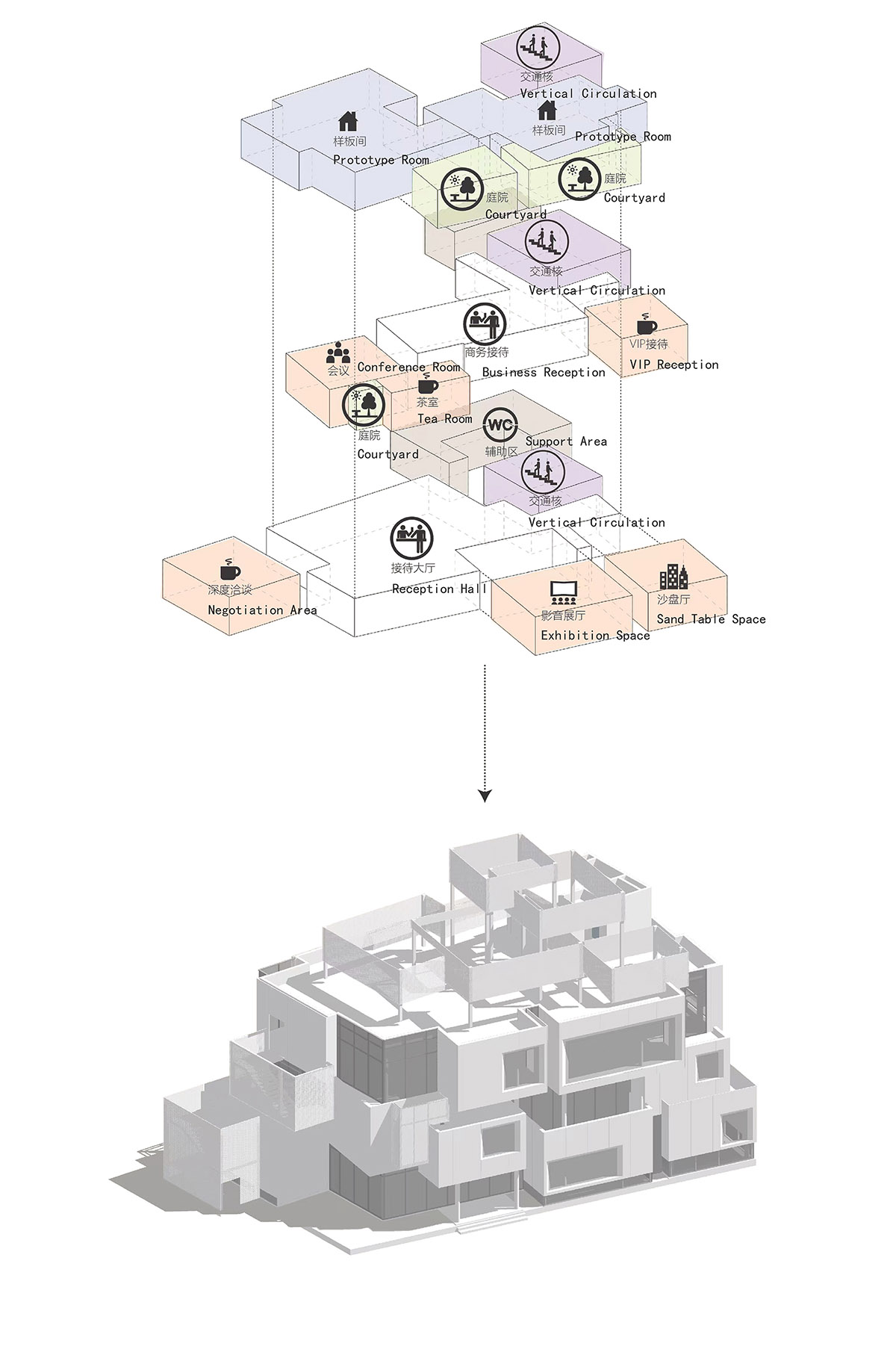Wutopia Lab completes a Living Theatre Mount with white stacked volumes in China
