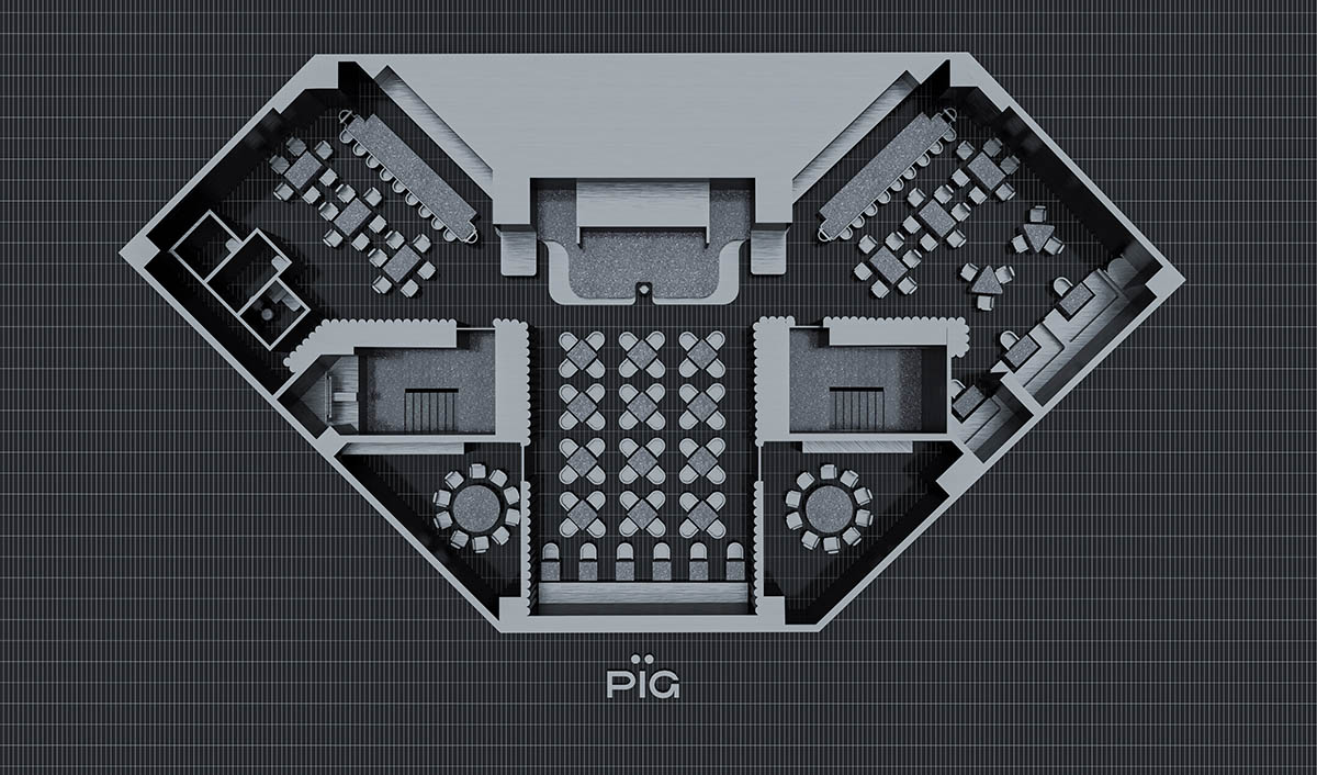 PIG Design sculpts restaurant building with diamond-shaped lines and retro effect in China