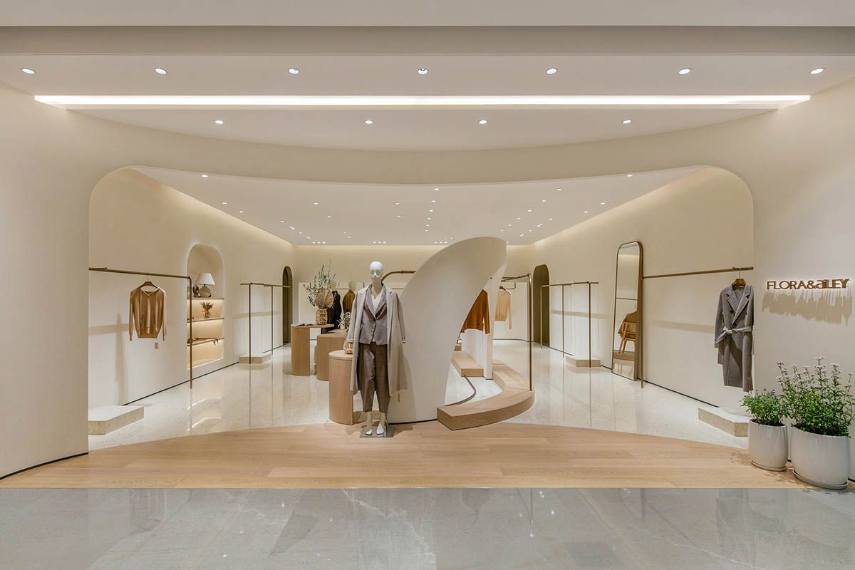 JYDP designs retail space with warm tones and curved walls in Shanghai