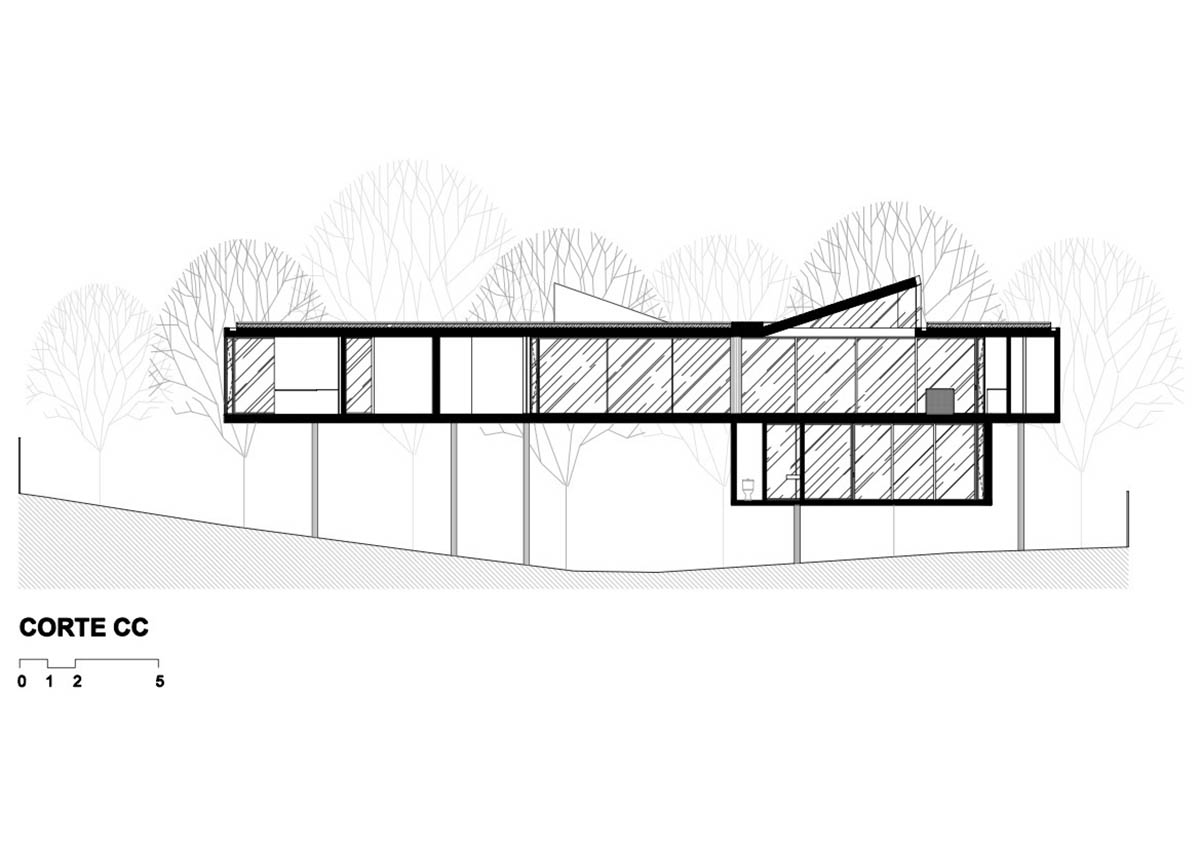 TETRO Arquitetura built zig-zag floating house raised on steel pillars in a lush Brazilian forest