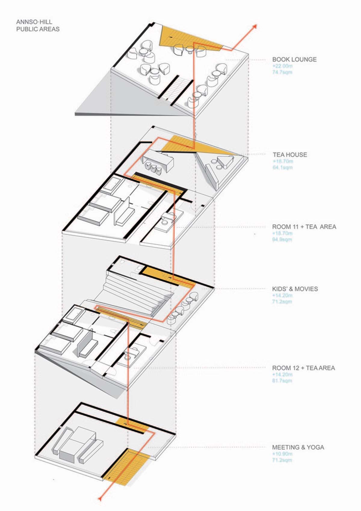 STUDIO QI reinterprets sequence of living conditions with tilted hotel ...