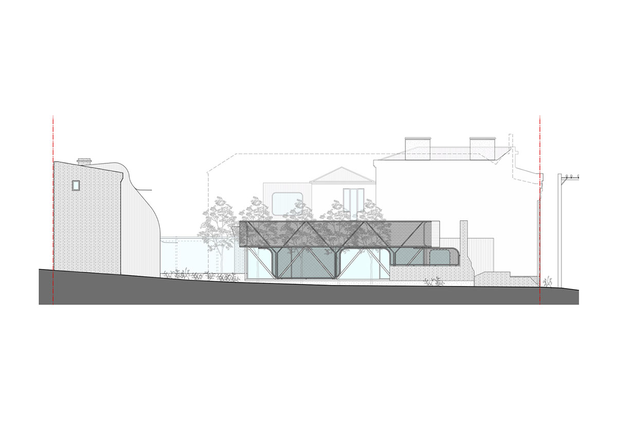 Austin Maynard Architects extends existing terraced home with corrugated steel pavilion